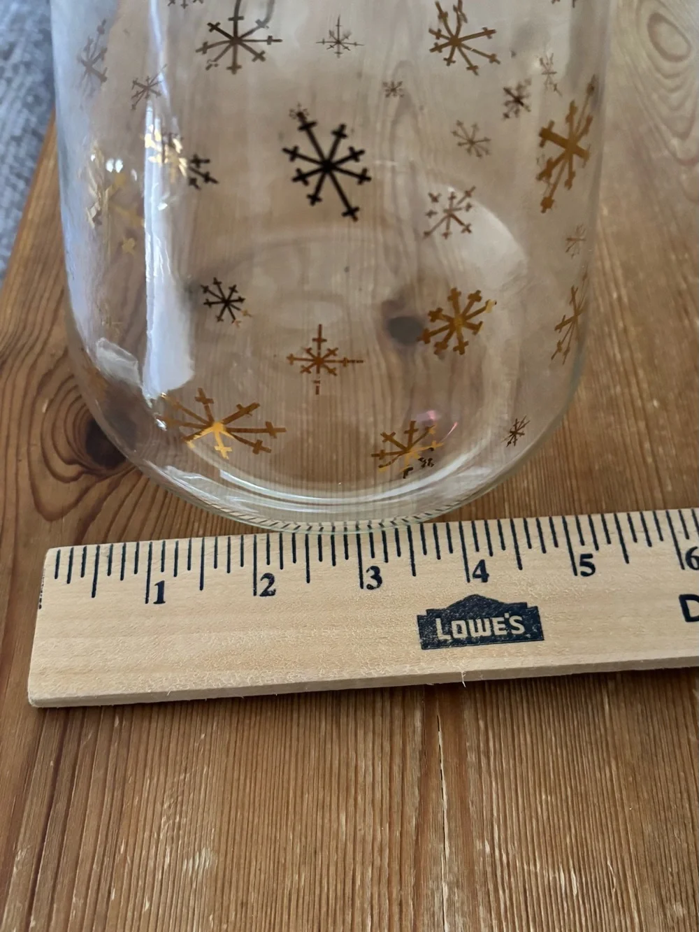 Vintage MCM Glass Pitcher Carafe Gold Atomic Snowflake Metal Lid Black Handle